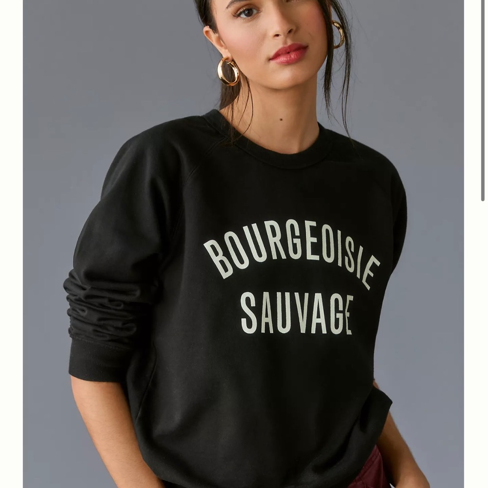 Clare V Black "Bourgeoisie Sauvage" Graphic Sweatshirt